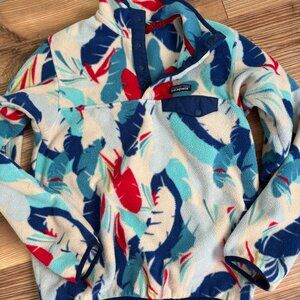 PATAGONIA Womens Small synchilla red blue feathers